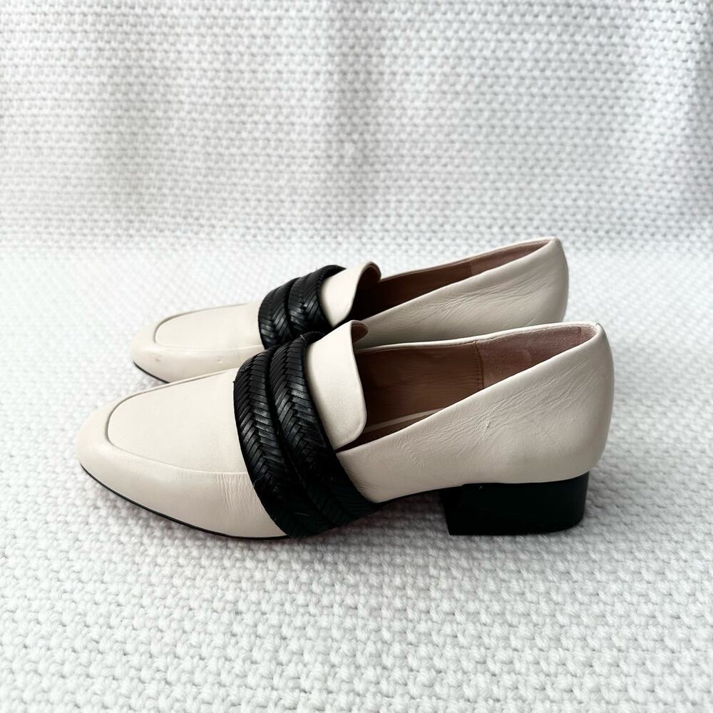 AD & Daughter Ivory Black Woven Band Corya Keeper Low Black Heel Loafer 6.5 - Picture 8 of 12